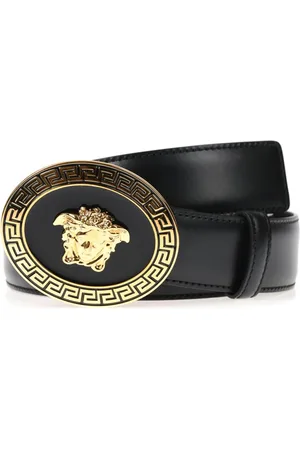 VERSACE Tilbehør, Herre, Sort, 90 CM, Læder, Oval spænde bælte med Medusa