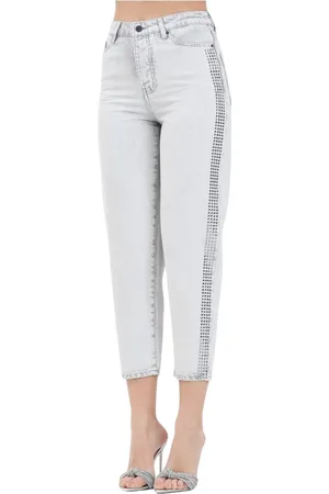 Armani Exchange Jeans, Dame, Hvid, W28, Denim, Moderne grå denim jeans med rhinsten