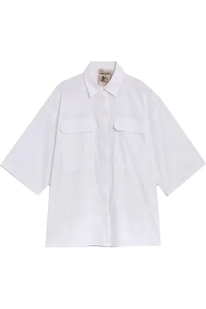 SEMICOUTURE Bluser & Skjorter, Dame, Hvid, 2XS, Bomuld, Kortærmet poplin skjorte med manchet