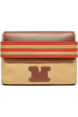 Max Mara Taske, Dame, Brun, ONE SIZE, Bomuld, Canvas Clutch med M Monogram Detalje