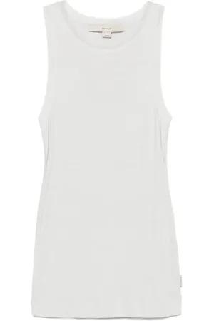 REMAIN Birger Christensen Top, Dame, Grå, L, Bomuld, Mesh Edge Tank Top Lysegrå