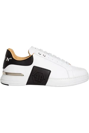 Philipp Plein Sko, Herre, Hvid, 44 EU, Læder, Sneakers med Phantom Kick$ Stil