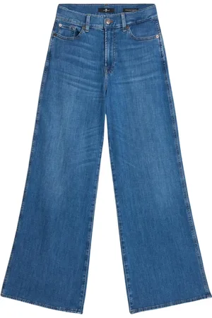 7 for all Mankind Jeans, Dame, Blå, W27, Bomuld, Højtaljede flare-ankel jeans