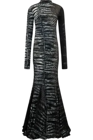 Roberto Cavalli Kjole, Dame, Sort, XS, Zebra Mønster Gennemsigtig Kjole
