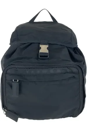 Prada Pre-owned, Dame, Sort, ONE SIZE, Uld, Pre-owned Canvas rygsaekke