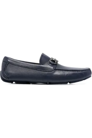 Salvatore Ferragamo Sko, Herre, Blå, 39 1/2 EU, Læder, Blå Gancini Loafers