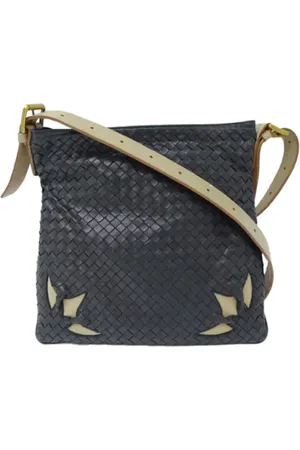 Bottega Veneta Pre-owned, Dame, Blå, ONE SIZE, Uld, Pre-owned Laeder skuldertasker