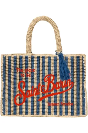 MC2 SAINT BARTH Taske, unisex, Flerfarvet, ONE SIZE, Uld, Raffia Stribet Mini Vanity Taske