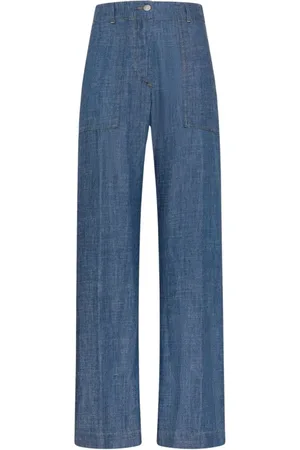 MOMONÍ Jeans, Dame, Blå, XS, Linned, Lige Ben Linned Chambray Bukser