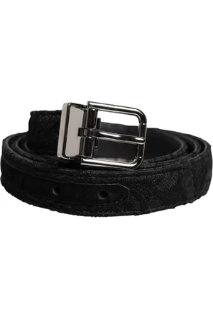 Dolce & Gabbana Tilbehør, Herre, Sort, 110 CM, Bomuld, Sort Bomuld Blandet Sølv Metal Bælte
