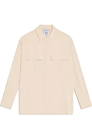 SEMICOUTURE Bluser & Skjorter, Dame, , XS, Langærmet Crepe de Chine Skjorte med Klassisk Krave og Dobbelt Frontlomme