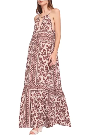 Gaudi Kjole, Dame, Flerfarvet, S, Etnisk Print Midi Kjole Bordeaux