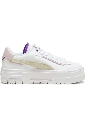 PUMA Sko, Dame, Hvid, 40 EU, Læder, Crashed Mayze Sneakers med Unik Æstetik