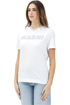 Marni Top, Dame, Hvid, M, Hvid T-shirt med V-hals design