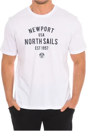 North Sails Top, Herre, Hvid, M, Bomuld, T-shirt med korte ærmer og ribkant