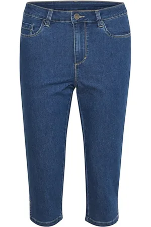 Kaffe Jeans, Dame, Blå, XS, Denim, Blå Vasket Denim Capri Jeans