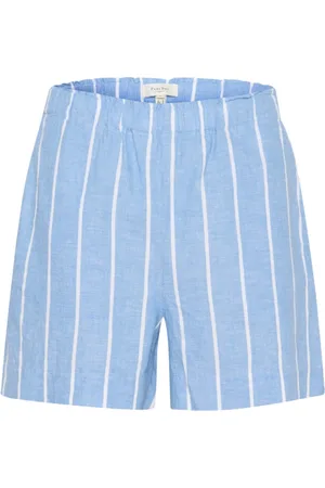 Part Two Shorts, Dame, Blå, M, Bomuld, Blå og hvid Stribet Elastisk Talje Shorts