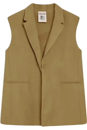 SEMICOUTURE Jakke, Dame, Grøn, XS, Linned, Klassisk viscose og linnedvest