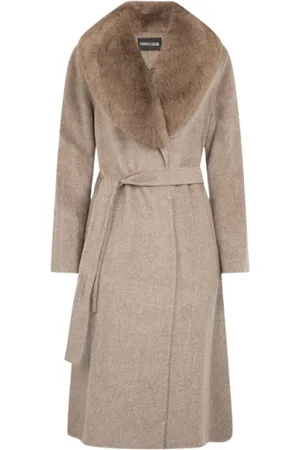 Roberto Cavalli Frakke, Dame, Brun, M, Uld, Luksuriøs Uld Kashmir Wrap Frakke