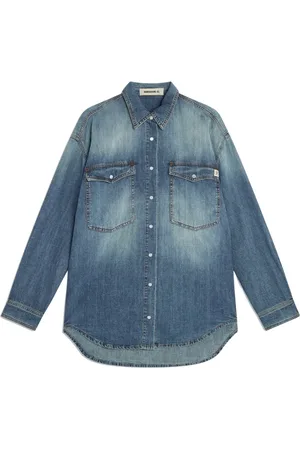 SEMICOUTURE Bluser & Skjorter, Dame, Blå, 2XS, Denim, Denim langærmet skjorte med lommer