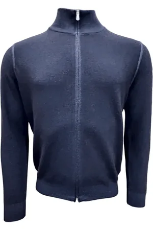 Gran Sasso Strik, Herre, Blå, L, Uld, Vintage Merino Blå Cardigan