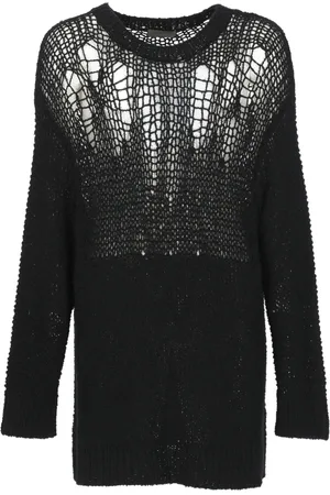 YOHJI YAMAMOTO Strik, Herre, Sort, M, Bomuld, Sort Crew Neck Bomuldssweater