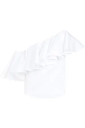 Giambattista Valli Bluser & Skjorter, Dame, Hvid, S, Uld, Hvid Asymmetrisk One Shoulder Top