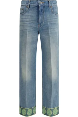 VALENTINO Jeans, Dame, Blå, W27, Bomuld, Blomstret bomuldsjeans