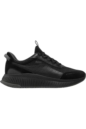 HUGO BOSS Sko, Herre, Sort, 40 EU, Læder, Sorte hybridsneakers med EVA-gummisål