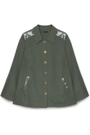 Fiorella rubino Bluser & Skjorter, Dame, Grøn, 5XL, Bomuld, Oversized skjorte med broderi