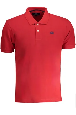 La Martina Top, Herre, Rød, XL, Bomuld, Rød Bomuldspolo med Broderi