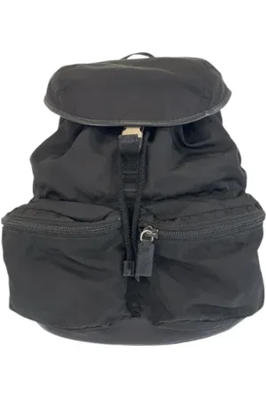 Prada Pre-owned, Dame, Sort, ONE SIZE, Uld, Pre-owned Canvas rygsaekke