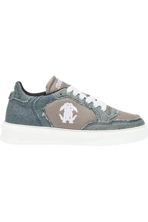 Roberto Cavalli Sko, Herre, Grå, 46 EU, Denim, Mesh Denim Sneakers