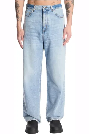 haikure Jeans, Herre, Blå, W31, Bomuld, Wide-leg bløde bomuldsjeans i medium vask