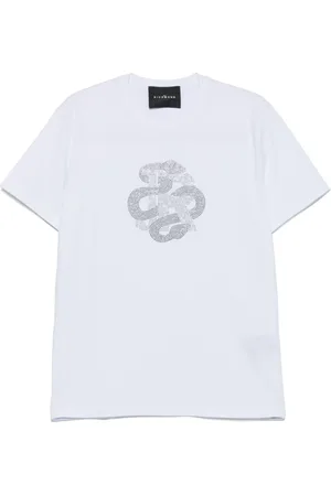John Richmond Top, Herre, Hvid, S, Bomuld, Hvid T-shirt Rund Hals Korte Ærmer