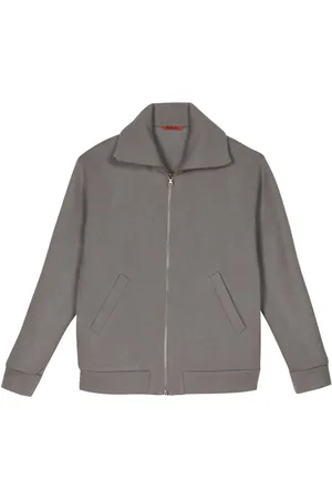 BARENA Sweathshirts & Hoodies, Herre, Grå, S, Uld, Dobbelt uld jersey lynlås hættetrøje med sidelommer