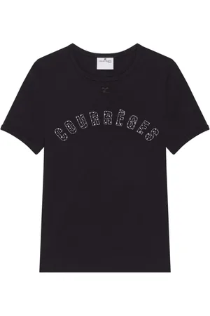 Courrèges Top, Dame, Sort, M, Bomuld, Medusa Kontrast T-shirt