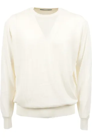 PEOPLE OF SHIBUYA Strik, Herre, Hvid, M, Herre Crew Neck Sweater Forår/Sommer