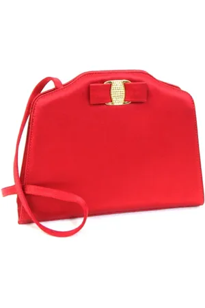 Salvatore Ferragamo Pre-owned, Dame, Rød, ONE SIZE, Uld, Pre-owned Satin skuldertasker