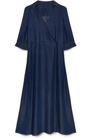 Fiorella rubino Kjole, Dame, Blå, 3XL, Langt, foran krydset kjole med Tencel™ fibre