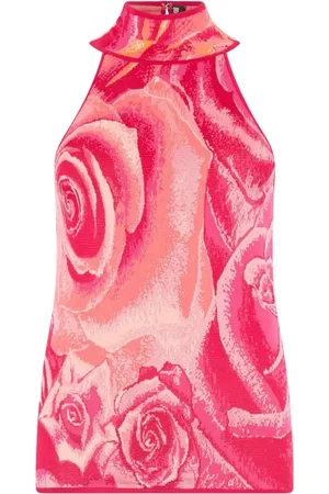 Roberto Cavalli Top, Dame, Lyserød, S, Top med have rose print