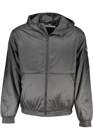Calvin Klein Jakke, Herre, Sort, 2XL, Uld, Sort hættetrøje med kontrastdetaljer