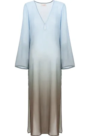 MC2 SAINT BARTH Badetøj, Dame, Flerfarvet, XS, Lysblå Kaftan med V-hals