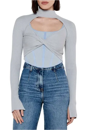 Patrizia Pepe Strik, Dame, Grå, XS, Polyester, Elegant Feminin Sweater