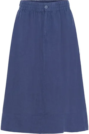 Part Two Nederdel, Dame, Blå, 2XL, Linned, A-line Nederdel Oceana Linned Kvalitet