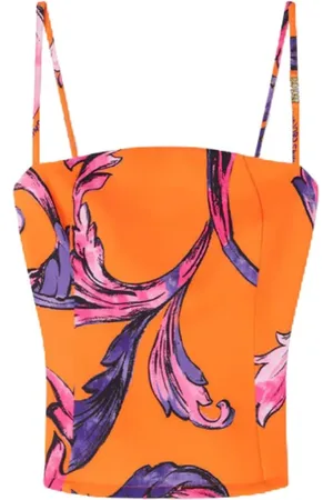 VERSACE Top, Dame, Flerfarvet, XS, Uld, Orange Baroque Outline Top