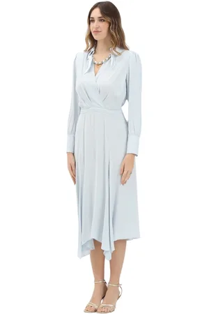 Elisabetta Franchi Kjole, Dame, Blå, XL, Blå Midi Kjole med Asymmetrisk Kjole