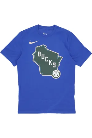 Nike Top, Herre, Blå, S, Bomuld, Milwaukee Bucks City Edition Logo Tee
