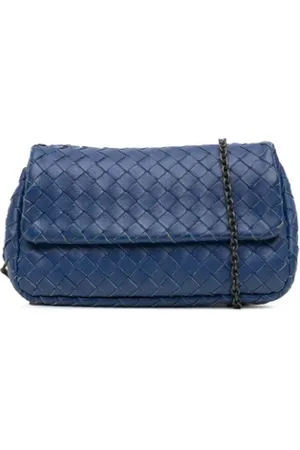 Bottega Veneta Pre-owned, Dame, Blå, ONE SIZE, Uld, Pre-owned Laeder crossbody-tasker