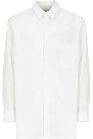 YOHJI YAMAMOTO Skjorte, Herre, Hvid, M, Bomuld, Hvid Bomuld Crew Neck Skjorte